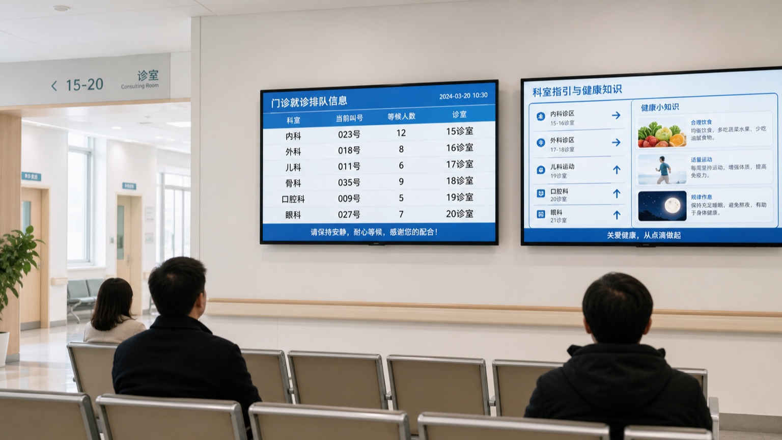 医院候诊区域壁挂电视信息屏应用场景